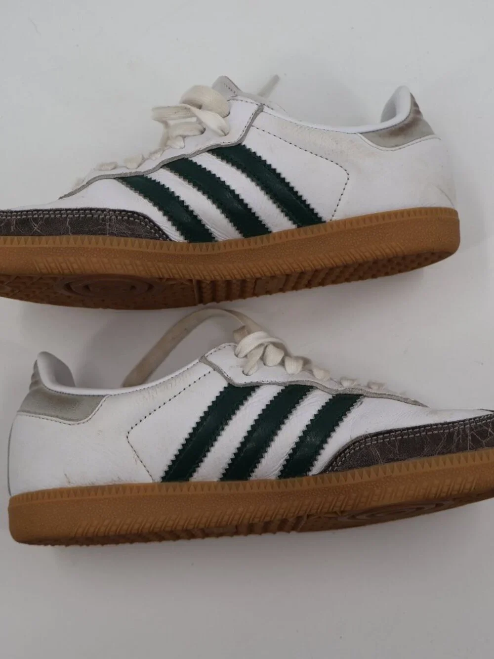 Adidas Samba Sneakers Mens 7.5 White‎ Green Gum Cracked Leather JI2724